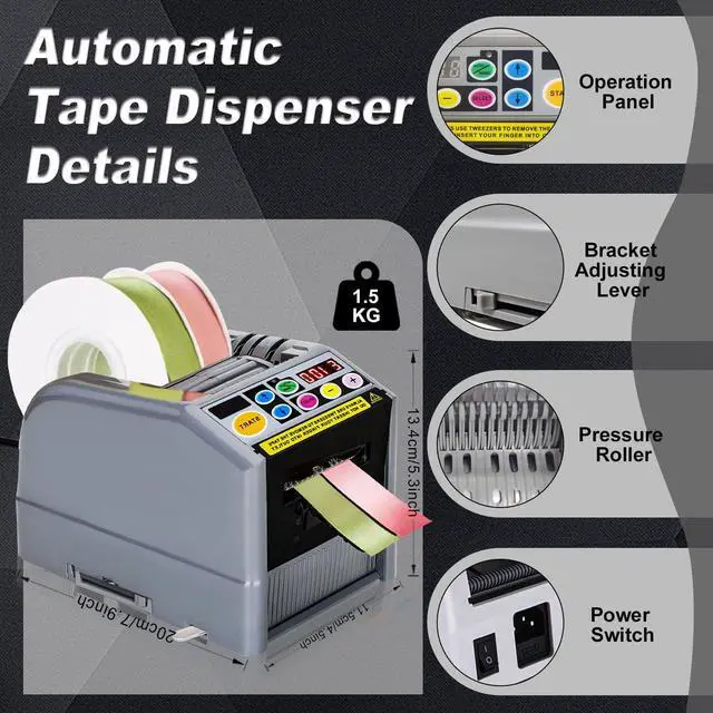Alt view image 2 of 6 - Ribbon Cutting Machine, Automatic Tape Dispenser Cutting 6-60mm Width 999mm Max Cutting Length, Electric Tape Cutting Machine for Office Shipping, Businesses, Home Use