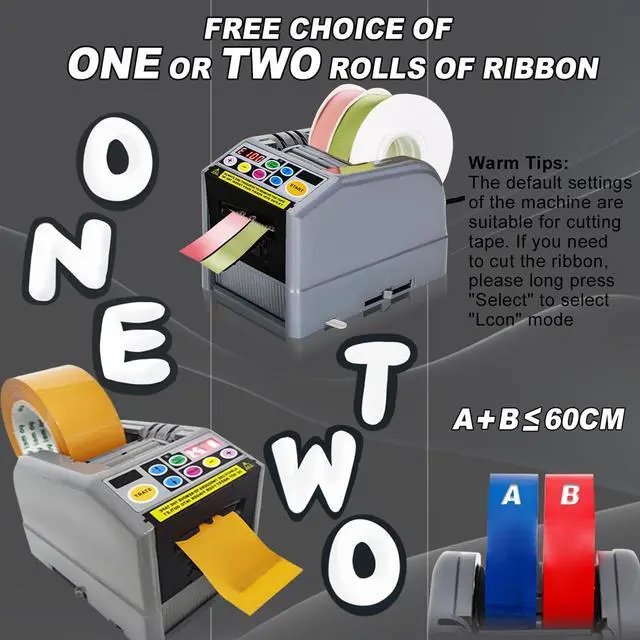 Alt view image 5 of 6 - Ribbon Cutting Machine, Automatic Tape Dispenser Cutting 6-60mm Width 999mm Max Cutting Length, Electric Tape Cutting Machine for Office Shipping, Businesses, Home Use