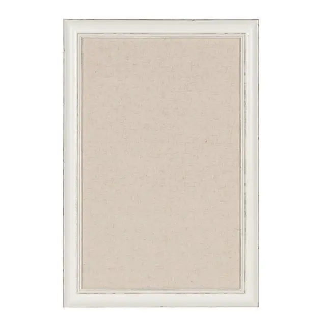 Main image of Macon Framed Linen Fabric Pinboard, 18x27, Soft White