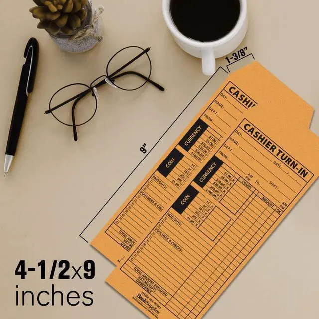 Alt view image 3 of 5 - Cashier Turn-In Envelopes 4.5 Inches by 10.375 Inches 500 Brown Kraft Paper Envelopes Standard Open End Moisten and Seal Closure
