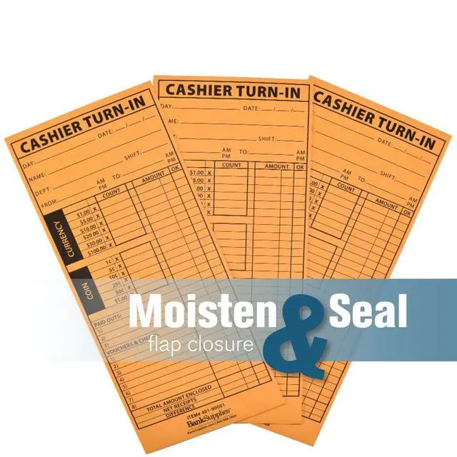 Alt view image 4 of 5 - Cashier Turn-In Envelopes 4.5 Inches by 10.375 Inches 500 Brown Kraft Paper Envelopes Standard Open End Moisten and Seal Closure