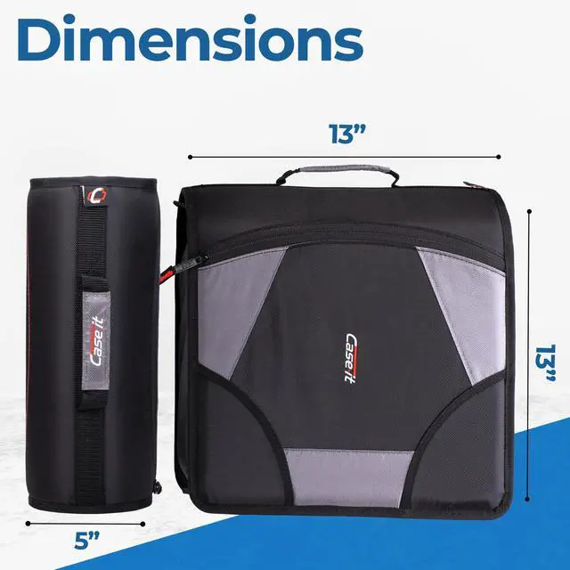 Alt view image 5 of 6 - Case-it School Zipper Binder | 4-Inch D-Rings | 800-Sheet | D-186 Jet Black | King Sized Zip Tab, 5-Subject Expanding File Folder, Multiple Pockets, Storage Organizer, Shoulder Strap, 4-Pack, Office