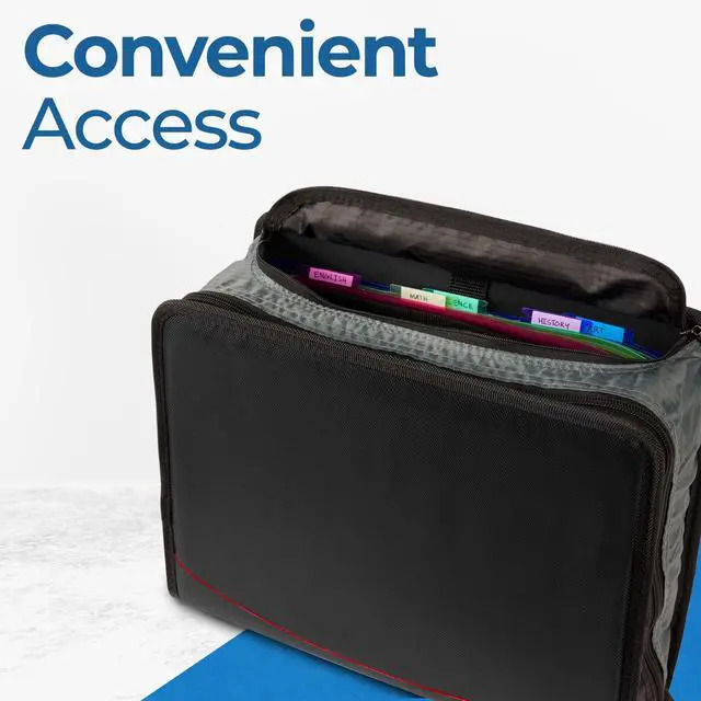 Alt view image 6 of 6 - Case-it School Zipper Binder | 4-Inch D-Rings | 800-Sheet | D-186 Jet Black | King Sized Zip Tab, 5-Subject Expanding File Folder, Multiple Pockets, Storage Organizer, Shoulder Strap, 4-Pack, Office