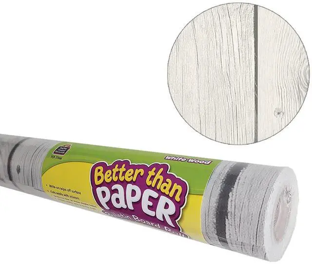 Main image of Better Than Paper Bulletin Board Roll, 4' x 12', White Wood Design, 4 Rolls
