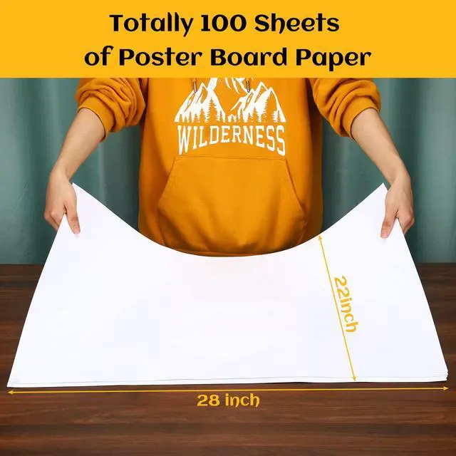 Alt view image 2 of 6 - 100 Sheets of Poster Board Paper, 22 x 28 Inches, White, 157g Gauge, Art White Paper, Can Be Applied for Posters, Signs and Printing