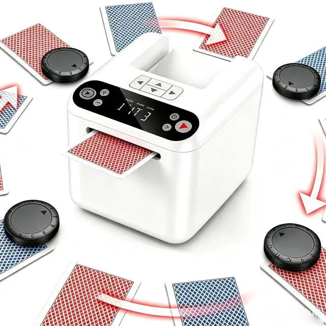 Main image of Card Dealer Machine for 1-3 Decks with 4 Remotes | 12 Players, Rechargeable Card Dealer 360°/180°, Quiet & Portable, Poker & Blackjack Card Dispenser for Game Night