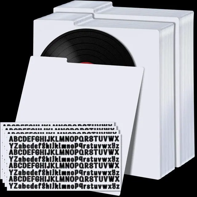 Main image of 120 Pcs Vinyl Record Dividers Blank LP Divider with 4 Sheets A - Z Alphabet Labels, White Plastic Organizer with Tabs for 33 RPM Storage and Protection