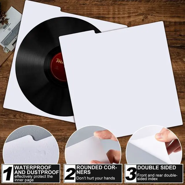 Alt view image 3 of 6 - 120 Pcs Vinyl Record Dividers Blank LP Divider with 4 Sheets A - Z Alphabet Labels, White Plastic Organizer with Tabs for 33 RPM Storage and Protection