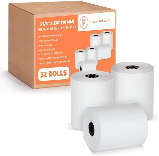 Main image of Thermal Printer Receipt Paper Rolls 3 1/8 x 230 for Clover Station Pro Cash Registers and All POS Cash Registers Star Micronics BPA Free (32 Pack)