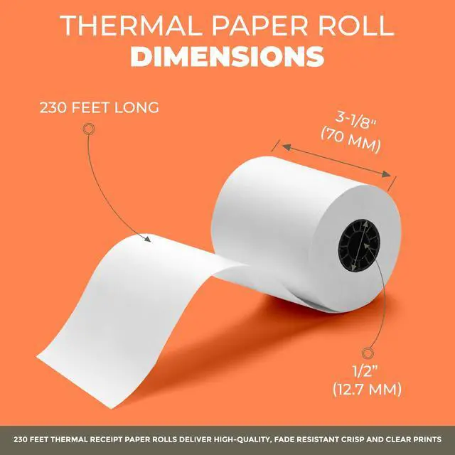 Alt view image 2 of 6 - Thermal Printer Receipt Paper Rolls 3 1/8 x 230 for Clover Station Pro Cash Registers and All POS Cash Registers Star Micronics BPA Free (32 Pack)