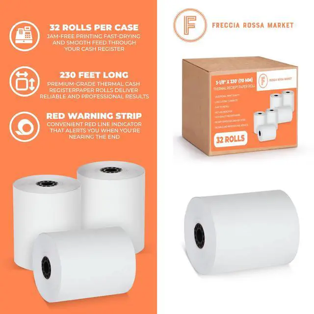 Alt view image 3 of 6 - Thermal Printer Receipt Paper Rolls 3 1/8 x 230 for Clover Station Pro Cash Registers and All POS Cash Registers Star Micronics BPA Free (32 Pack)