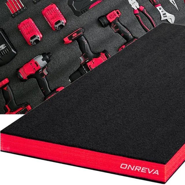 Main image of Tool Box Foam 54x16x2 inch 1PC, Foam Inserts for Cases, Polyethylene Storage Sheets for Toolbox Hard Case, Tool Shadow Insert, Kaizen Organizer Sheet, Black with Red