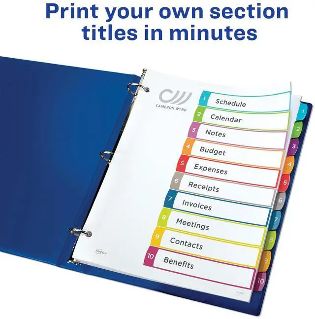 Alt view image 2 of 6 - Dividers for 3 Ring Binders, 10 Tabs per Set, Customizable Table of Contents, Multicolor Arched Tabs, Great for Organizing Reports, Projects, and More (36 Sets of 11842)