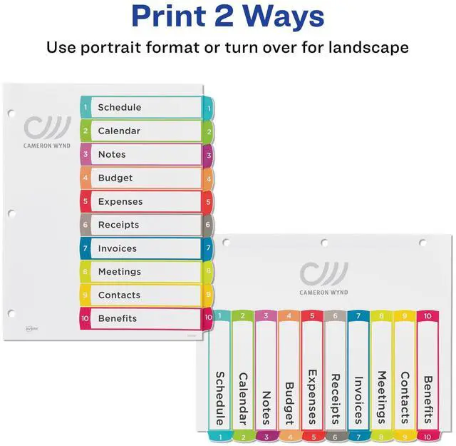 Alt view image 3 of 6 - Dividers for 3 Ring Binders, 10 Tabs per Set, Customizable Table of Contents, Multicolor Arched Tabs, Great for Organizing Reports, Projects, and More (36 Sets of 11842)