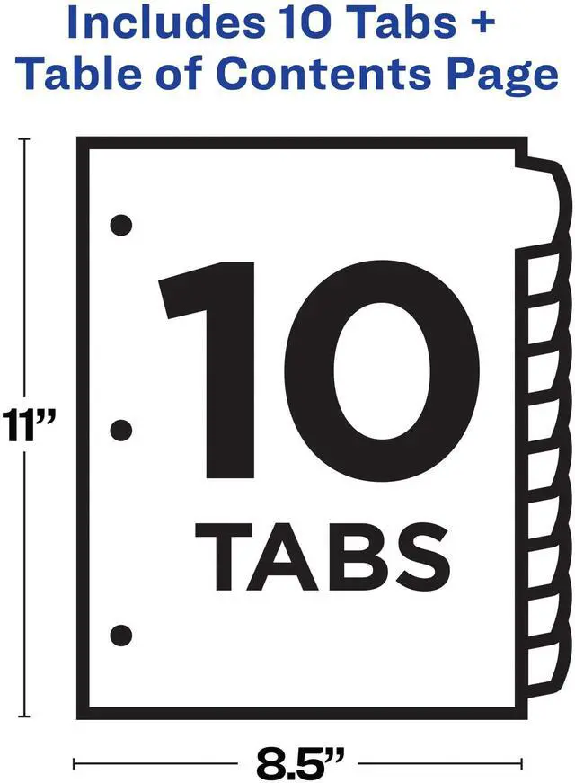 Alt view image 4 of 6 - Dividers for 3 Ring Binders, 10 Tabs per Set, Customizable Table of Contents, Multicolor Arched Tabs, Great for Organizing Reports, Projects, and More (36 Sets of 11842)