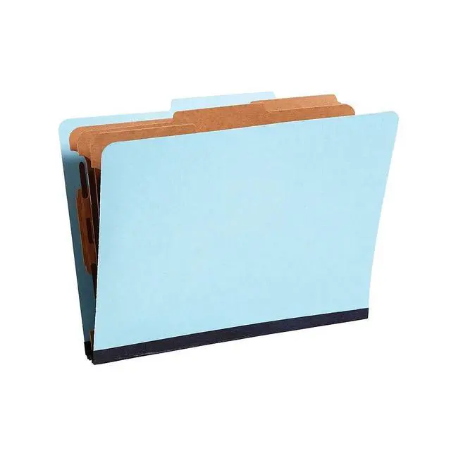 Alt view image 2 of 6 - ® 60% Recycled Pressboard Classification Folder, 3-Dividers, 3 1/2" Expansion, Letter Size, Blue, 20/Box
