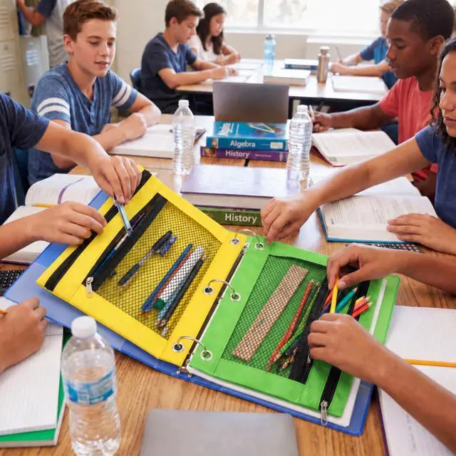 Alt view image 3 of 6 - 60 Pack Pencil Pouches for 3 Ring Binder, A4/letter Size Compatible, 3 Hole Zipper Pouches with Clear Window, Double Zipper Pencil Case Bulk for Office School College Supplies(Multi Color)