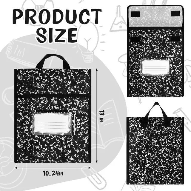 Alt view image 2 of 6 - Book Pouches for Classroom Composition Book Bags Bulk Waterproof Reading Bag with Name Tag for Store School Work