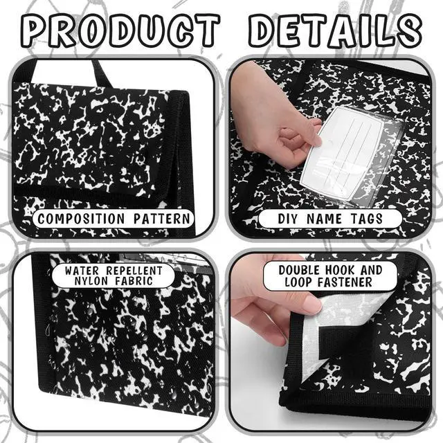 Alt view image 3 of 6 - Book Pouches for Classroom Composition Book Bags Bulk Waterproof Reading Bag with Name Tag for Store School Work