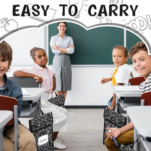 Alt view image 5 of 6 - Book Pouches for Classroom Composition Book Bags Bulk Waterproof Reading Bag with Name Tag for Store School Work