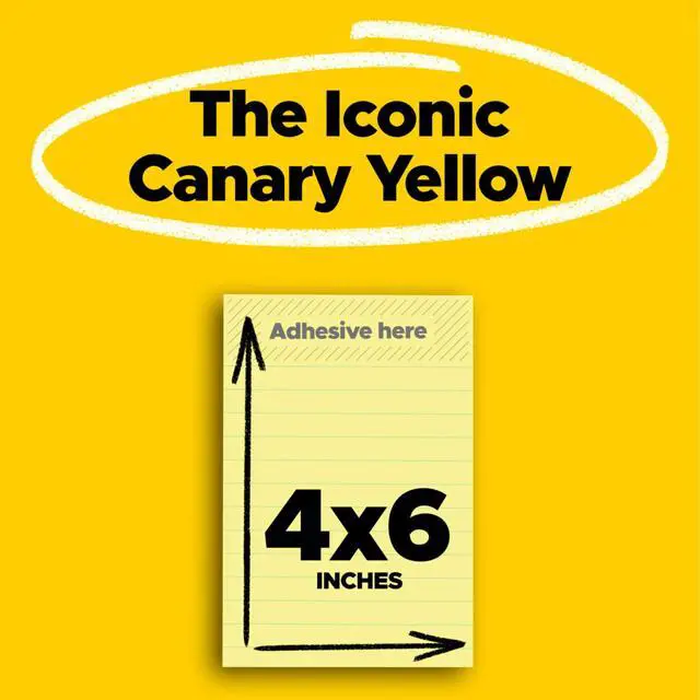 Alt view image 2 of 6 - Super Sticky Lined Notes, 3 Sticky Note Pads, 4 x 6 in., School Supplies, Office Products, StickyNotes for Vertical Surfaces, Monitors, Walls and Windows, Canary Yellow (Pack of 8)