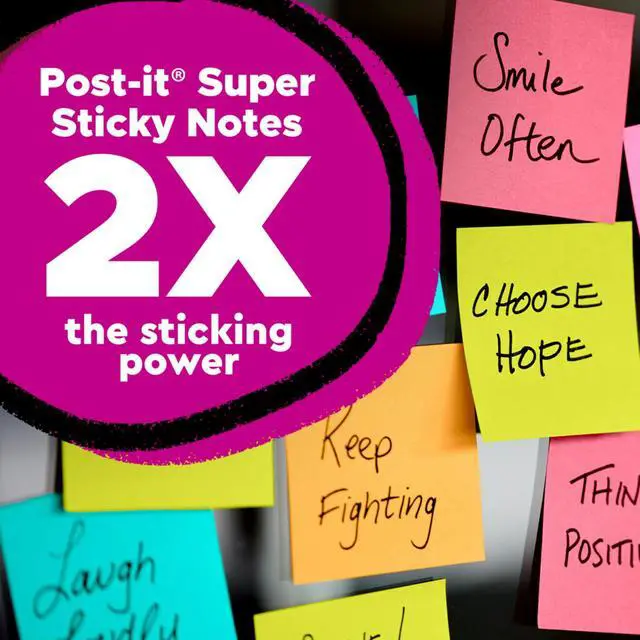 Alt view image 3 of 6 - Super Sticky Lined Notes, 3 Sticky Note Pads, 4 x 6 in., School Supplies, Office Products, StickyNotes for Vertical Surfaces, Monitors, Walls and Windows, Canary Yellow (Pack of 8)
