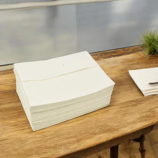 Alt view image 3 of 6 - Handmade Lokta Envelopes for 5x7 Cards (100 Pack) | 5.5x7.5" tree-free natural vintage paper envelopes, DIY wedding invitations, thank-you notes, announcements, made in Nepal