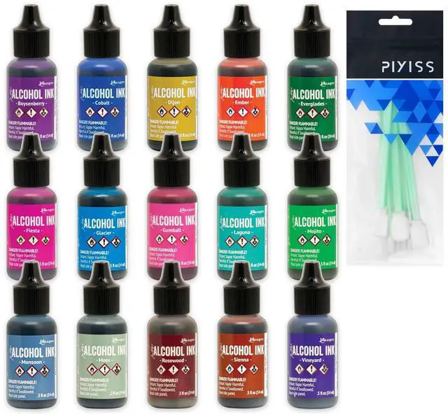 Main image of Ranger Alcohol Inks New 2020 Colors Bundle Boysenberry, Cobalt, Dijon, Ember, Everglades, Fiesta, Glacier, Gumball, Laguna, Mojito, Monsoon, Moss, Rosewood, Sienna, Vineyard