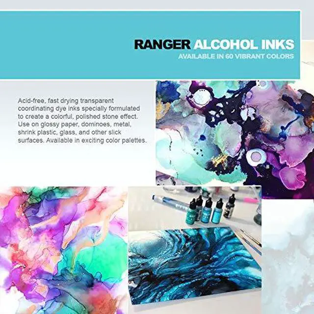 Alt view image 3 of 4 - Ranger Alcohol Inks New 2020 Colors Bundle Boysenberry, Cobalt, Dijon, Ember, Everglades, Fiesta, Glacier, Gumball, Laguna, Mojito, Monsoon, Moss, Rosewood, Sienna, Vineyard