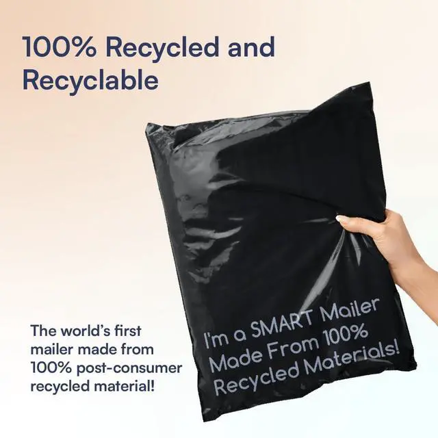 Alt view image 2 of 6 - SMART 10x13 Recycled Poly Mailers - 300 Pack of Black Eco-Friendly Packaging Mailing Bags | Recyclable & Sustainable, Cute & Stylish Small Business Supplies | 2.5 Mil Thick - 300 Pack