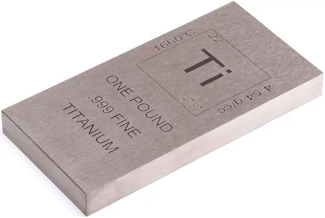 Main image of Pure Titanium Bar 1 Pound. 999 Fine Periodic Table Design Ti Element Ingot Collectible Industrial Metal Bar for Inverstment & Dispaly by