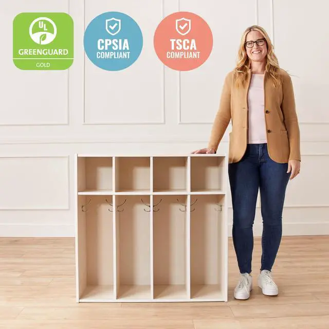 Alt view image 5 of 6 - Streamline 4-Section Toddler Coat Locker with Cubby Storage, Kids Furniture, White Wash