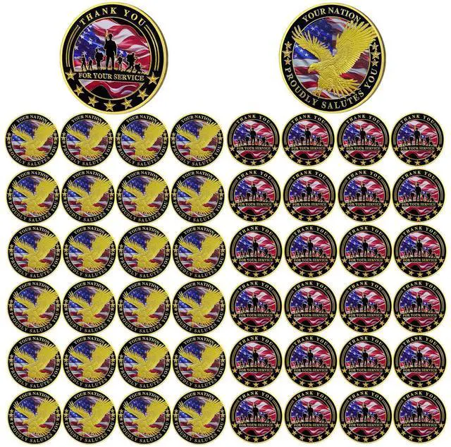 Main image of 50 PCS Military Challenge Coin Thank You for Your Service (50)