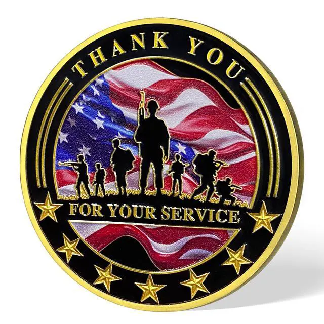 Alt view image 3 of 6 - 50 PCS Military Challenge Coin Thank You for Your Service (50)