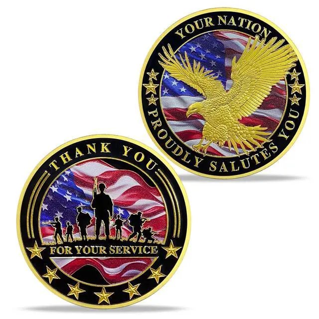 Alt view image 4 of 6 - 50 PCS Military Challenge Coin Thank You for Your Service (50)