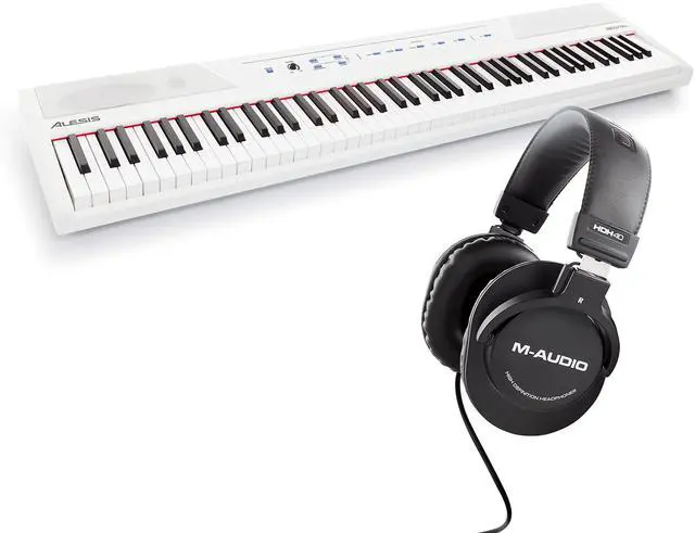 Main image of Recital 88 Key Digital Piano Keyboard with Semi Weighted Keys, 5 Voices, Piano Lessons, and M-Audio HDH40 Piano Headphones for Silent Practice