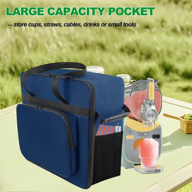 Alt view image 7 of 7 - Carrying Bag for Ninja SLUSHi Max Slushie Machine FS605, Blue | Portable Outdoor Frozen Drink Maker Travel Bag - Front-Opening, Bag for Ninja SLUSHi Max Smart Frozen Drink Maker FS605