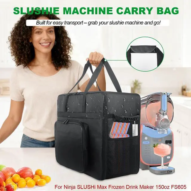 Alt view image 2 of 7 - Carrying Bag for Ninja SLUSHi Max Slushie Machine FS605 | Portable Outdoor Frozen Drink Maker Travel Bag - Front-Opening, Bag for Ninja SLUSHi Max Smart Frozen Drink Maker FS605