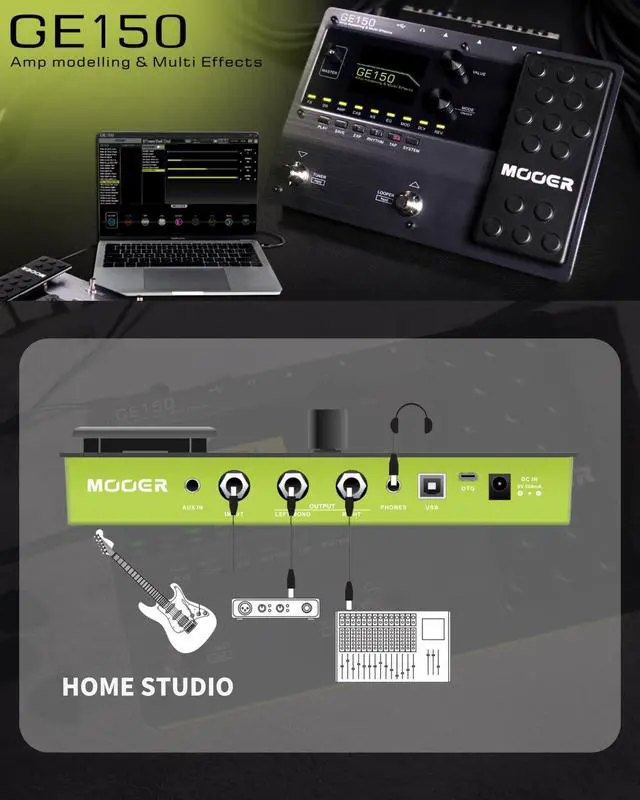 Alt view image 5 of 6 - GE150 Electric Guitar Amp Modelling Multi Effects Pedal Portable Multi Effects Processor with Expression & IR Loading for Live show, Live Streaming, Home Studio, Guitar Practice