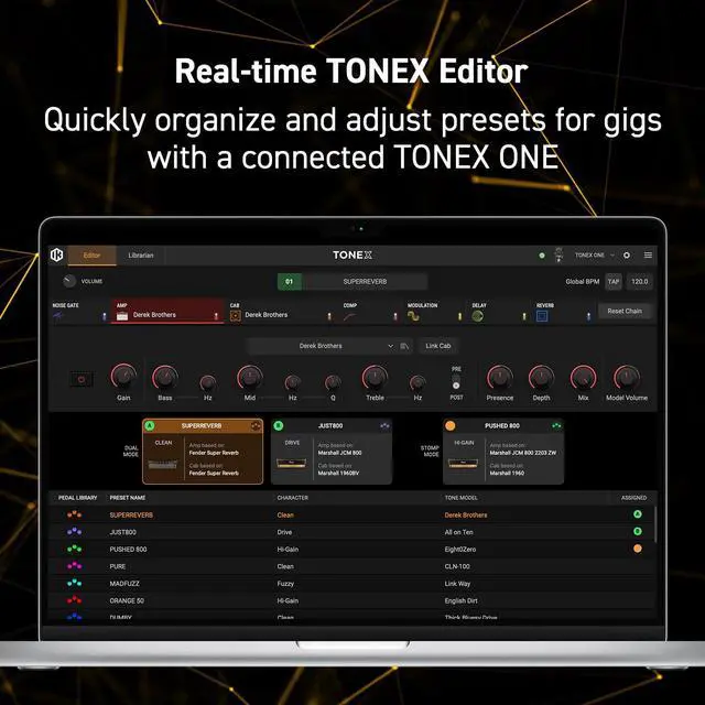 Alt view image 6 of 7 - TONEX One AI multiFX micro-pedal: Tone Model any electric guitar amp, guitar pedal, distortion pedal, overdrive pedal or other guitar effects