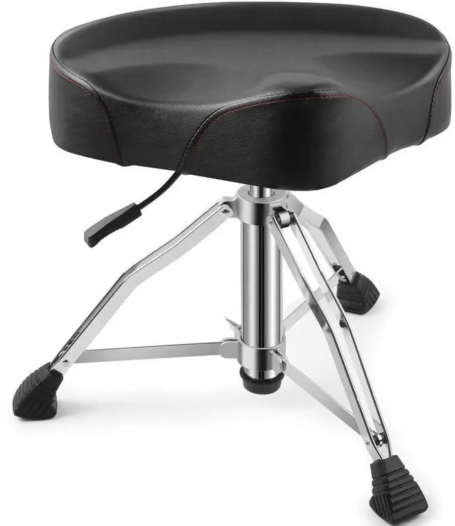 Main image of Drum Throne, Airlift Heavy Duty Drum Thrones Seat, Adjustable Stool Drum Motorcycle Style Drum Throne Drummer Stool with with Double Braced Anti-Slip Feet Saddle Drum Seat