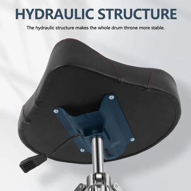 Alt view image 5 of 6 - Drum Throne, Airlift Heavy Duty Drum Thrones Seat, Adjustable Stool Drum Motorcycle Style Drum Throne Drummer Stool with with Double Braced Anti-Slip Feet Saddle Drum Seat