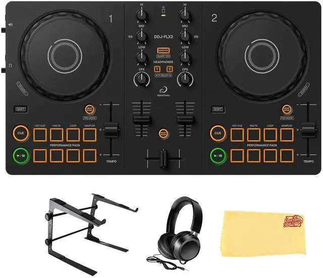 Main image of Pioneer DJ DDJ-FLX2 Compact 2-Channel DJ Controller | Bundle with Laptop Stand, Headphones, and Austin Bazaar Polishing Cloth