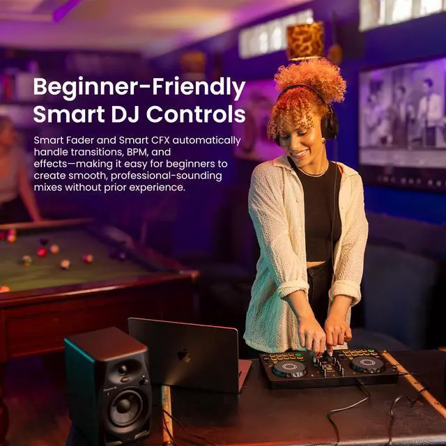 Alt view image 4 of 7 - Pioneer DJ DDJ-FLX2 Compact 2-Channel DJ Controller | Bundle with Laptop Stand, Headphones, and Austin Bazaar Polishing Cloth