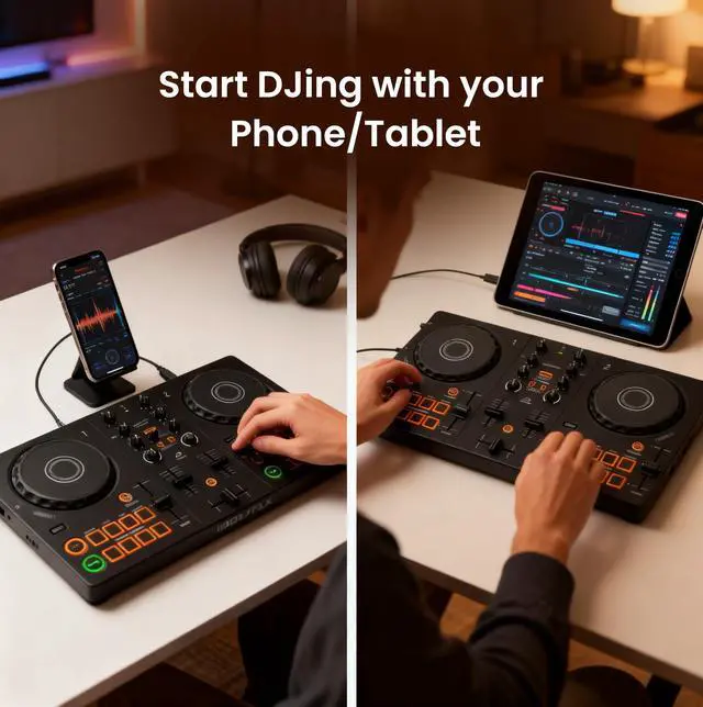 Alt view image 3 of 7 - Pioneer DJ DDJ-FLX2 Compact 2-Channel DJ Controller Bundle with Carrying Case, TRS Cable, and Austin Bazaar Polishing Cloth