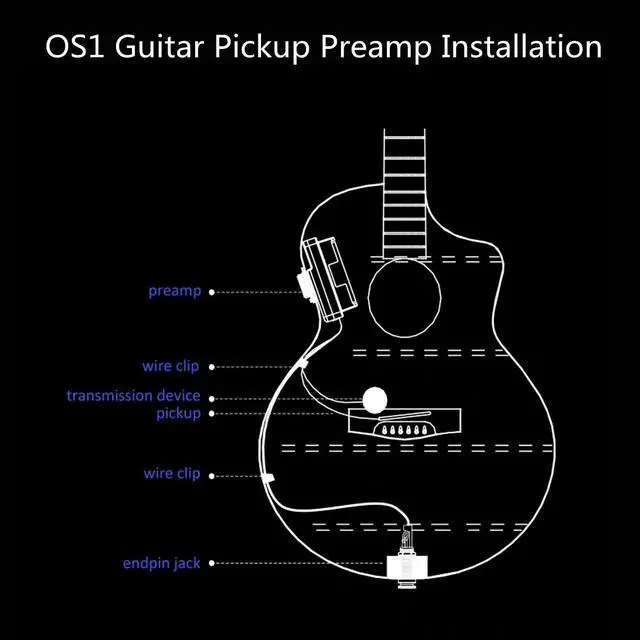 Alt view image 6 of 7 - Acoustic Guitar Pickup New Concept Mini On-Board Bluetooth Guitar Preamp Recverb Chours Delay Effect Adjustable Piezo Pickup and Microphone Pickup Dula-Pickup System