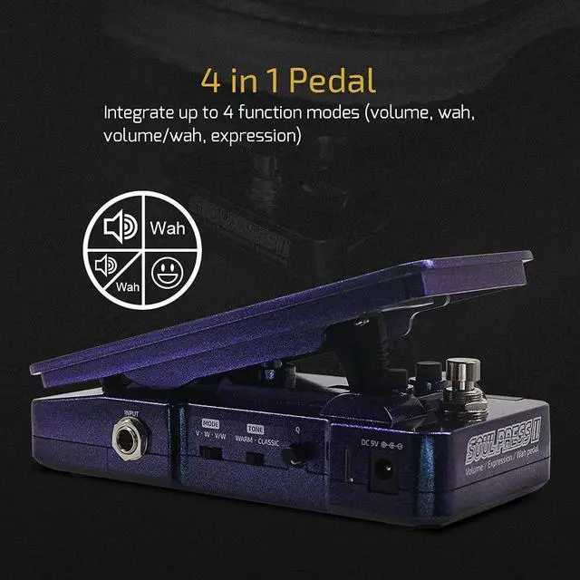 Alt view image 2 of 7 - Wah Active Volume Passive Expression Guitar Effects Pedal Switchable Soul Press II 4 in 1 with Visible Guitar Effects Pedal