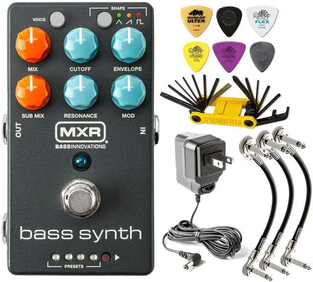 Main image of MXR MB301 Bass Synth Effects Pedal Sub-Octave Expressive Envelope Modulation 8 Presets Tone Shape with FX Power Supply, Cable, Tool Bundle