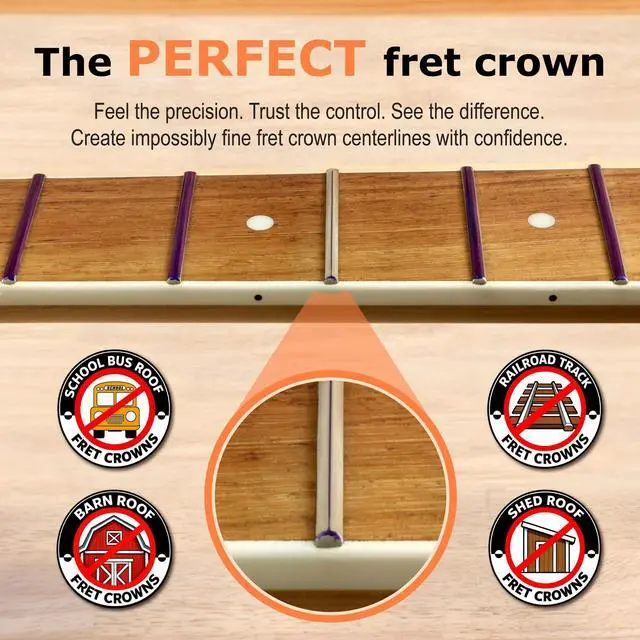 Alt view image 2 of 7 - SharkFin Guitar Fret Crowning File | Professional Luthier Fret File | Top-Down Ergonomic Control | D.I.A. Geometry | Razor-Thin Crowns for Guitar & Bass | Pro-Pack (1 Handle+BOTH SIZE FILES)