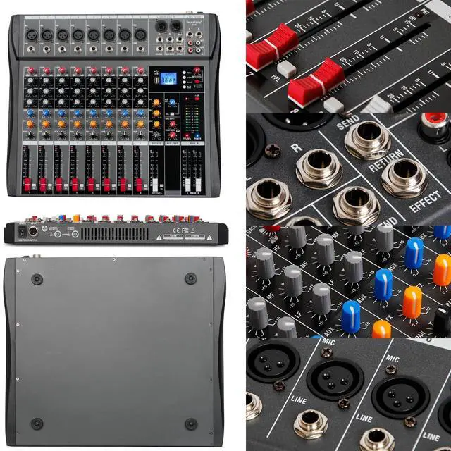 Alt view image 3 of 7 - Audio Mixer Professional 8 channel,DX8 Sound Board DJ Mixing Console System Interface USB MP3 Input Bluetooth 48V Phantom Power,Black, USB Audio Mixer for PC,for Studio Karaoke Live Music
